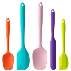 5 Piece Food Grade Silicone Spatula Set, Non Stick Dishwasher Safe- Multicolor